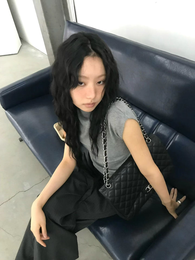 小企領側抓皺修身上衣