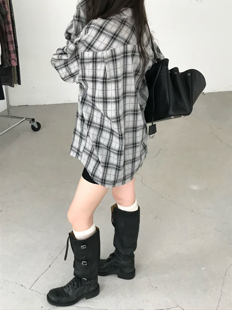 高質撞色格紋襯衫