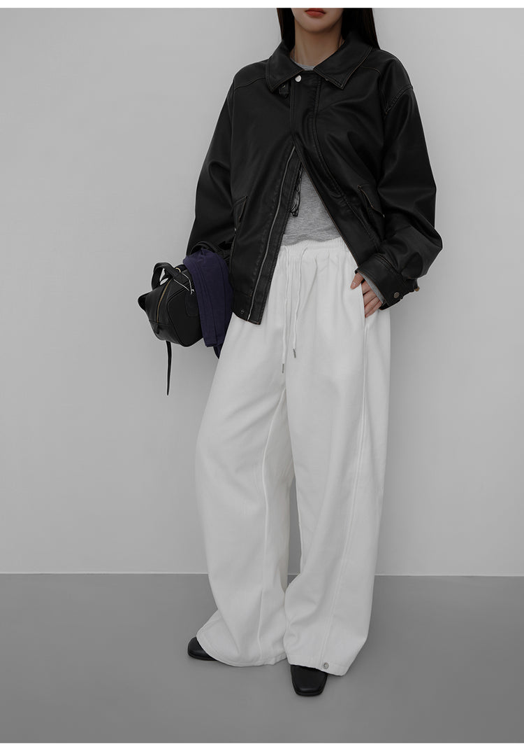 復古毛毛領保暖皮外套(可拆領)