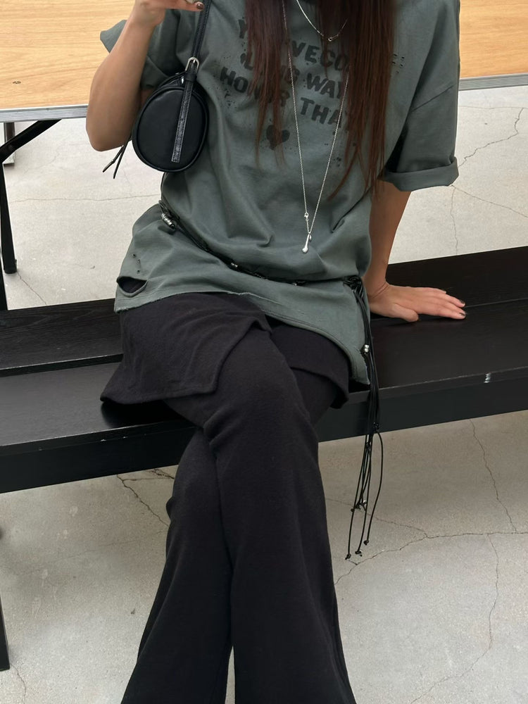 不規則層次設計感美腿褲