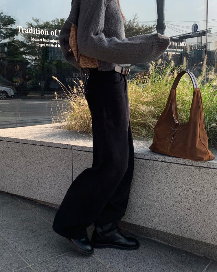 高質美色羊毛棉質直褲