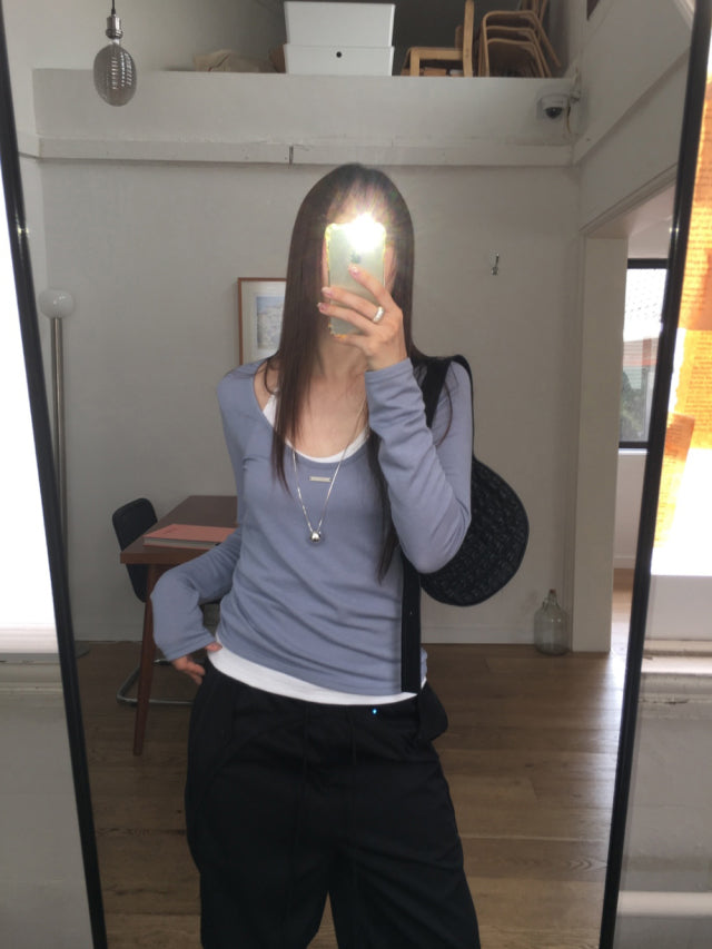 美色鐵扣前後兩穿上衣