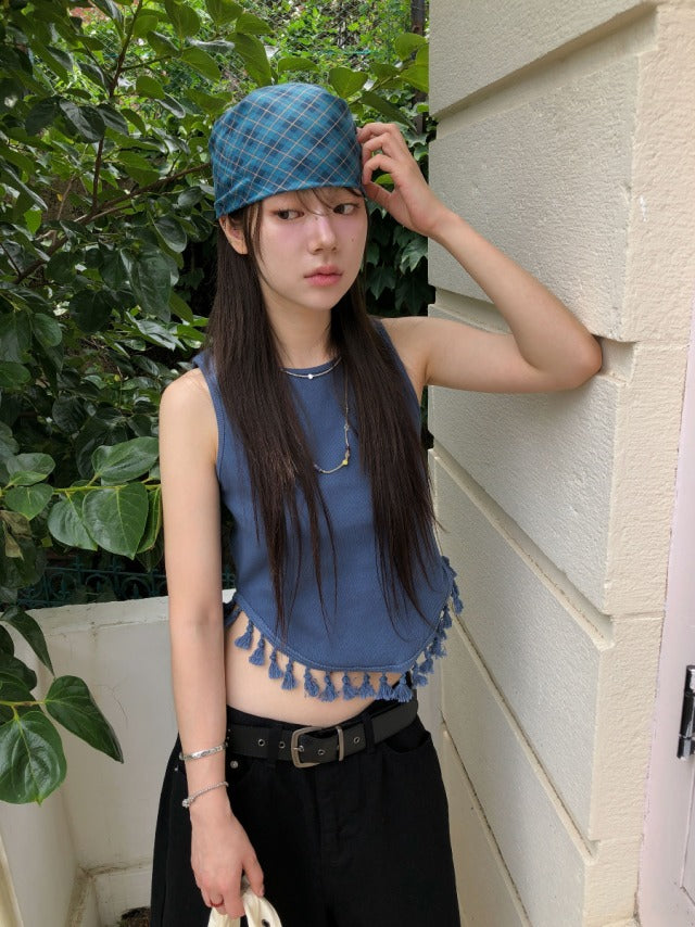 撞色格紋造型方巾