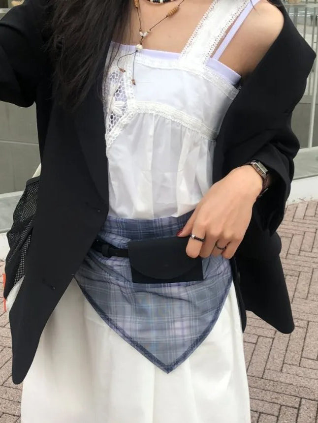 微透格紋三角巾