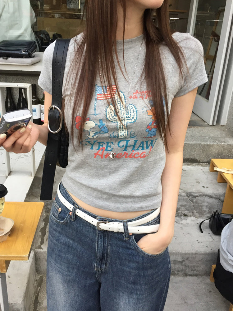史努比圖案合身tee