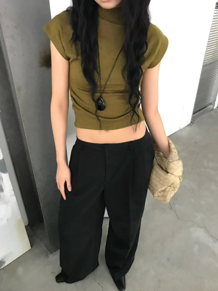 小企領側抓皺修身上衣