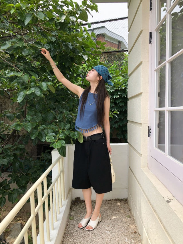 撞色格紋造型方巾