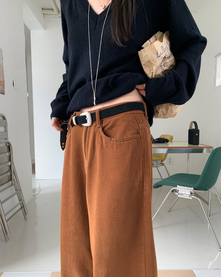 高質美色羊毛棉質直褲