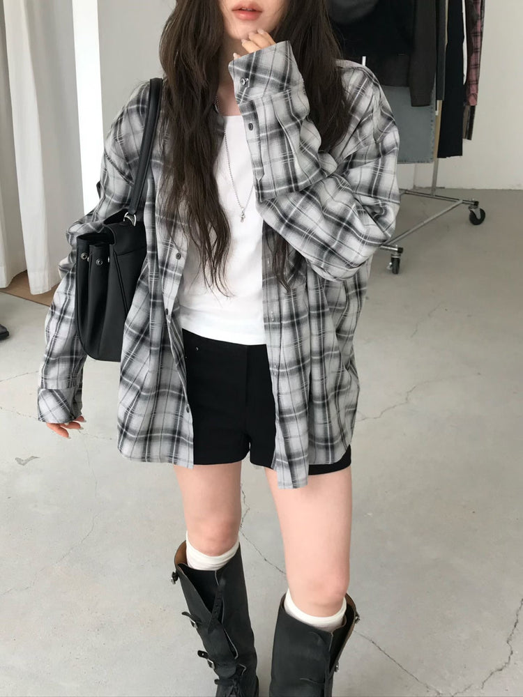 高質撞色格紋襯衫