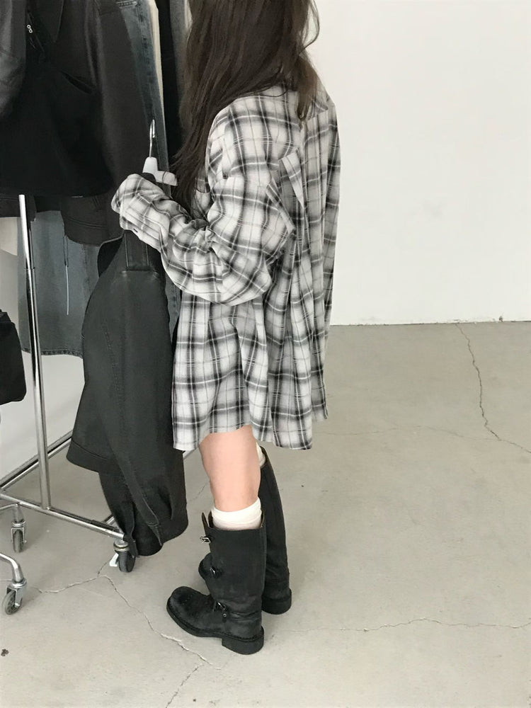 高質撞色格紋襯衫