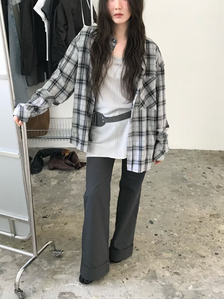 高質撞色格紋襯衫