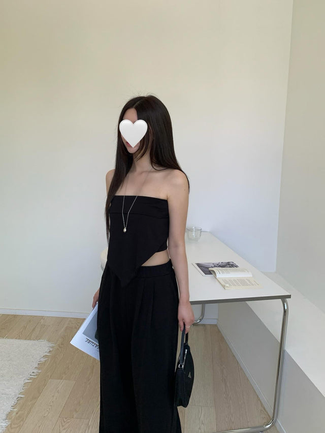 美肩綁帶細節休閒套裝