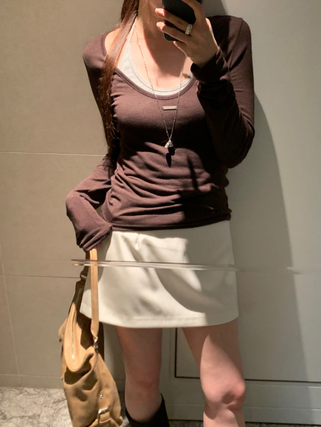 美色鐵扣前後兩穿上衣