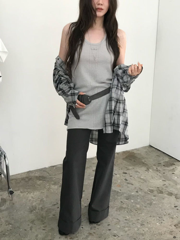 高質撞色格紋襯衫
