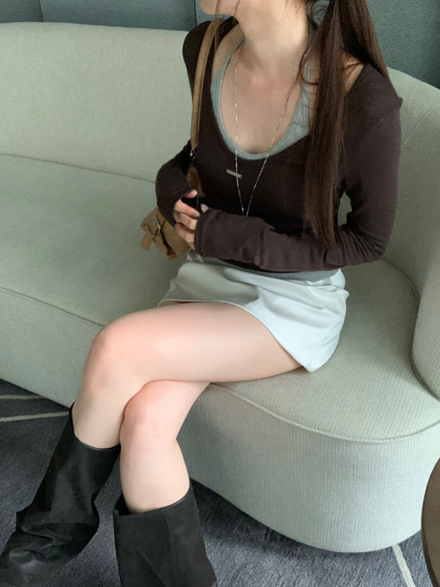 美色鐵扣前後兩穿上衣