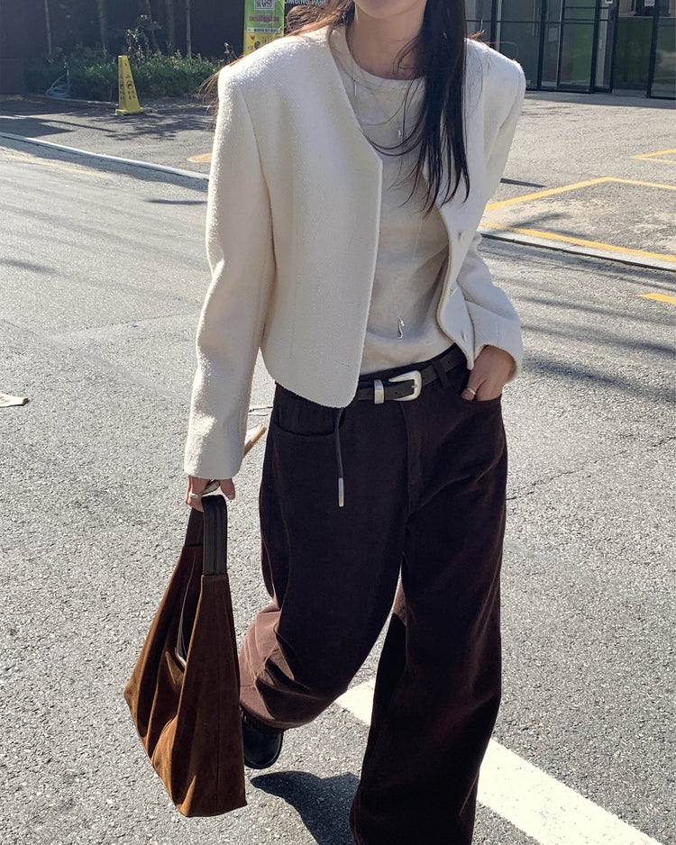 高質美色羊毛棉質直褲