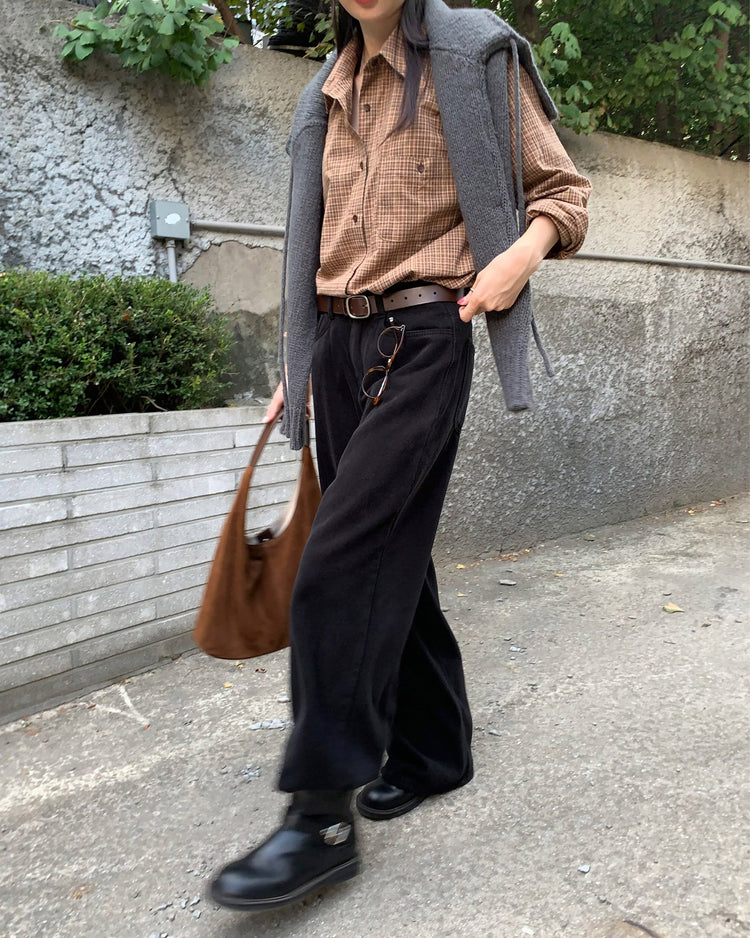 高質美色羊毛棉質直褲