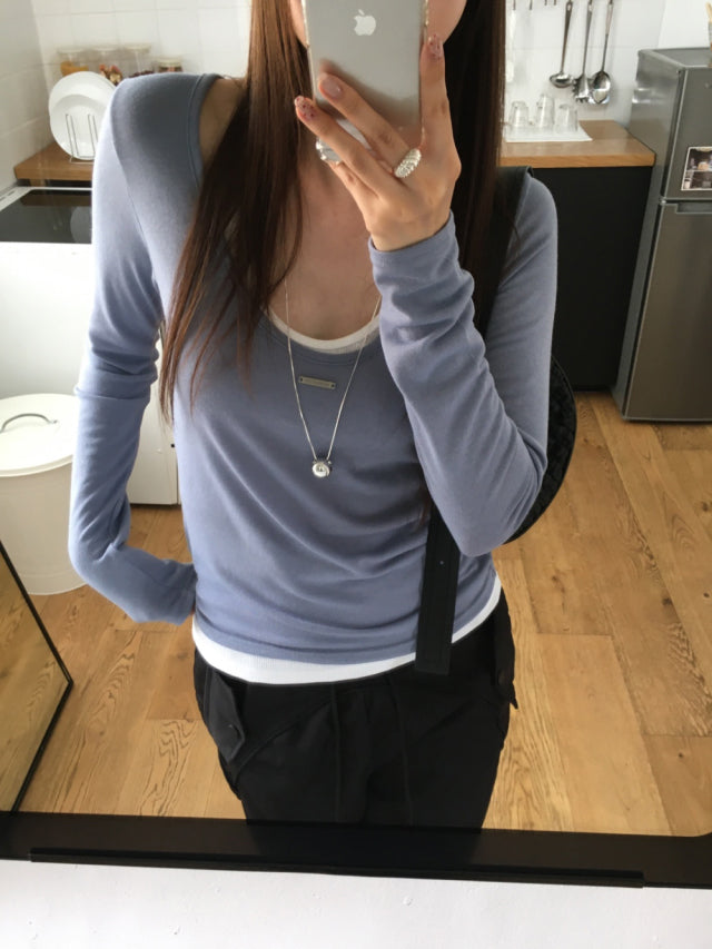 美色鐵扣前後兩穿上衣