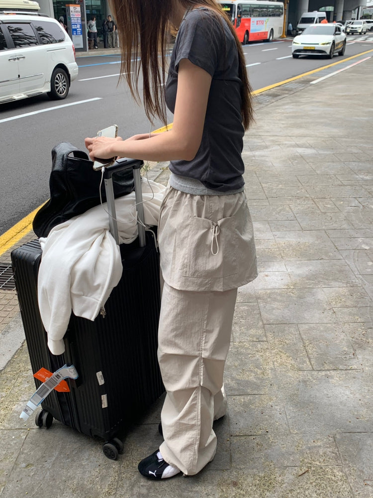 微透U領修腰上衣