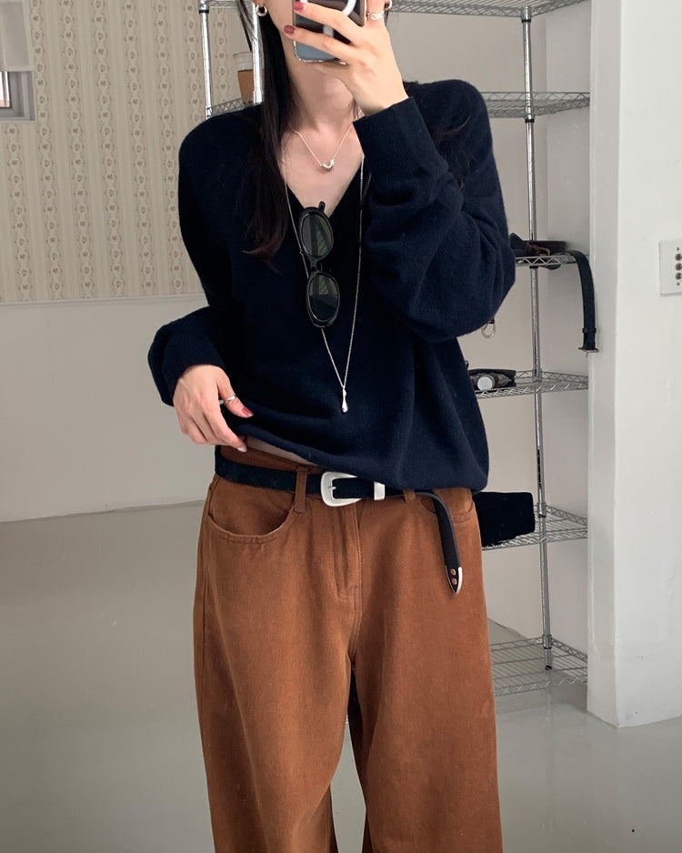 高質美色羊毛棉質直褲