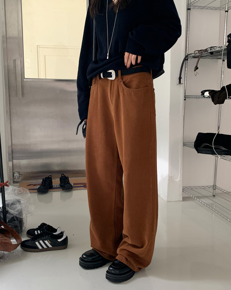 高質美色羊毛棉質直褲