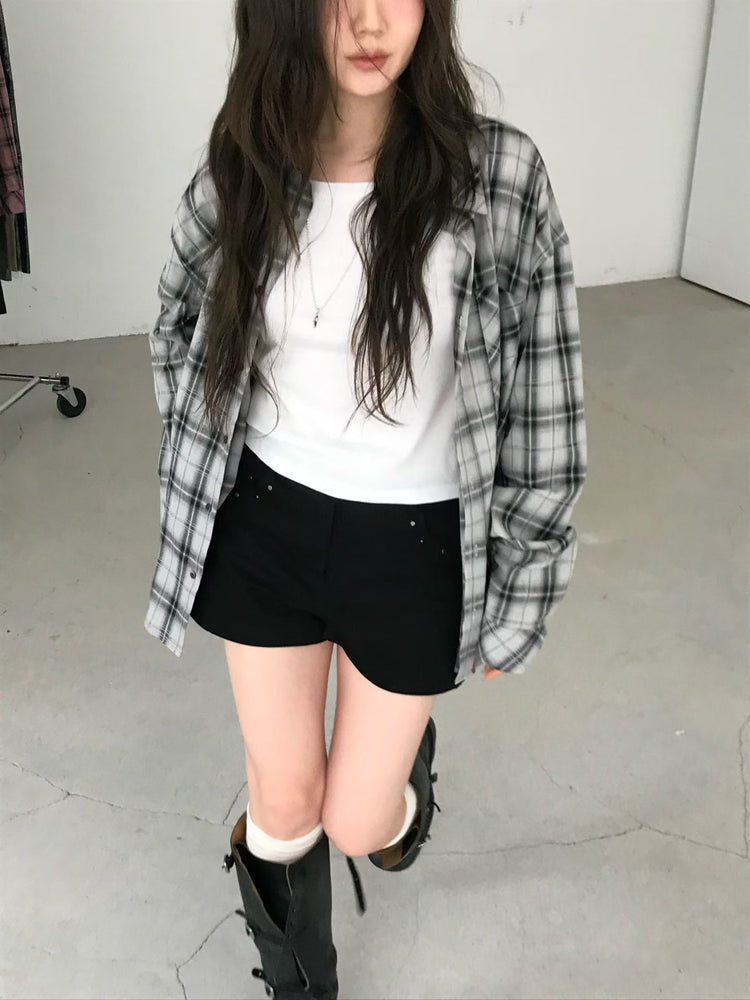 高質撞色格紋襯衫