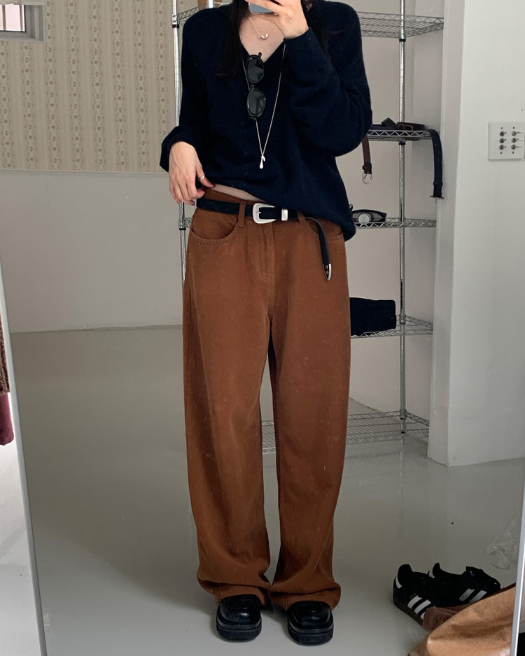 高質美色羊毛棉質直褲
