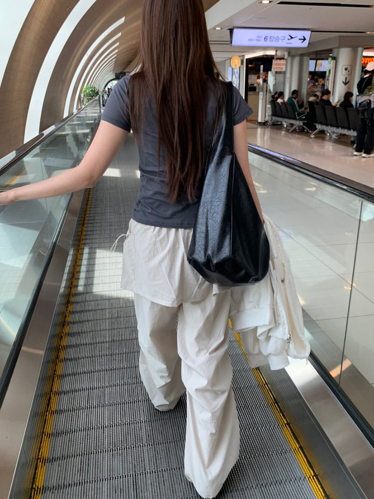 微透U領修腰上衣