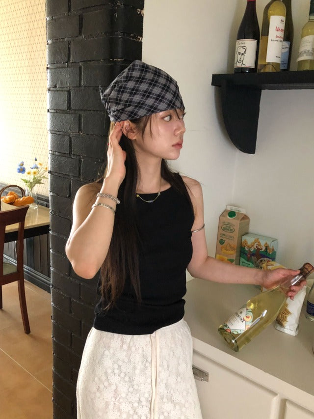撞色格紋造型方巾