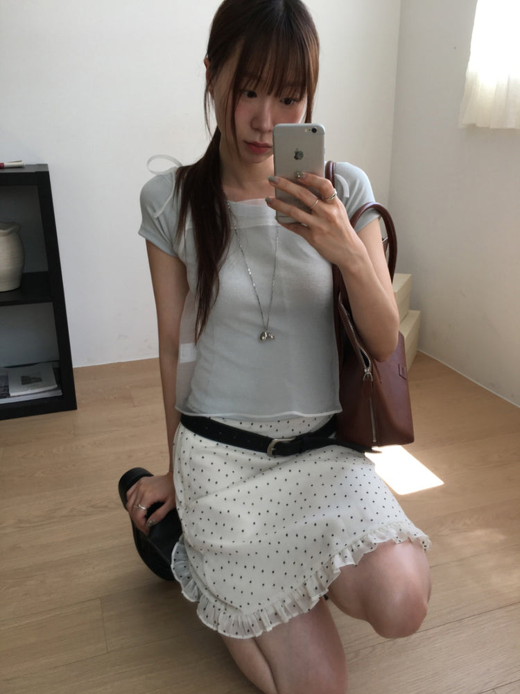 荷葉邊波點中長裙