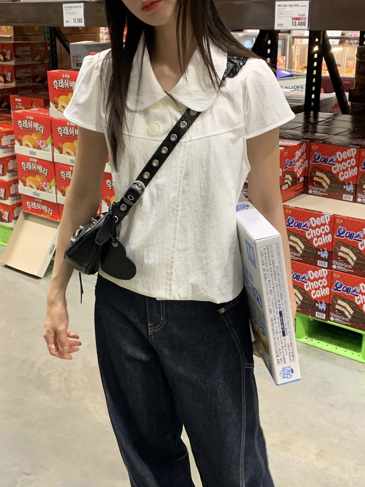 翻領側鈕扣細節上衣