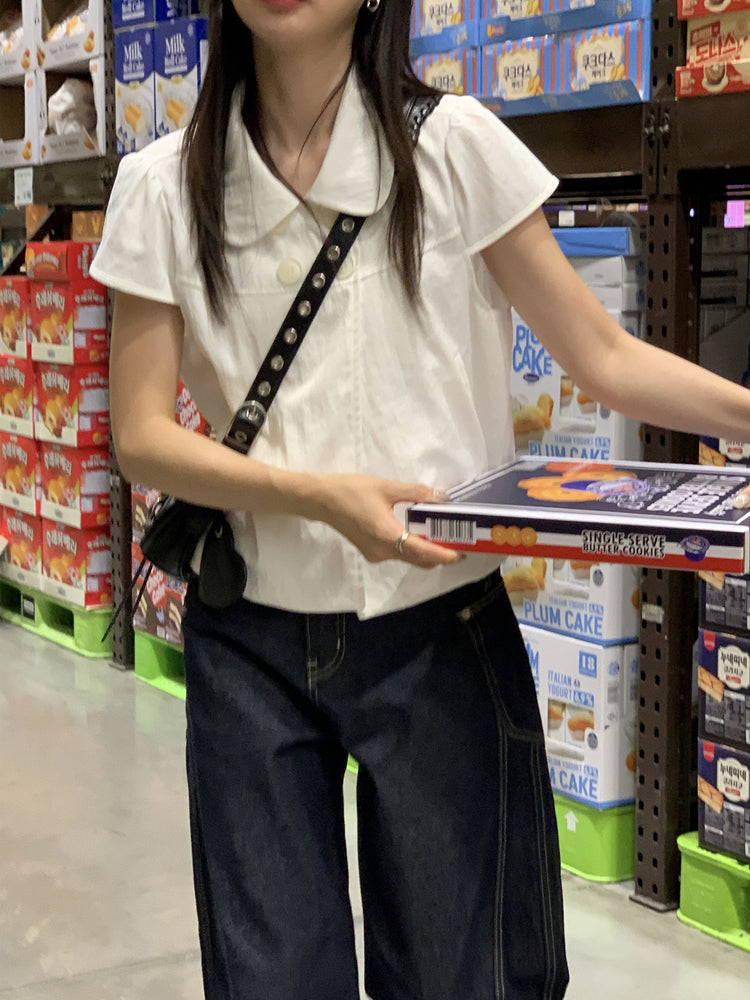 翻領側鈕扣細節上衣