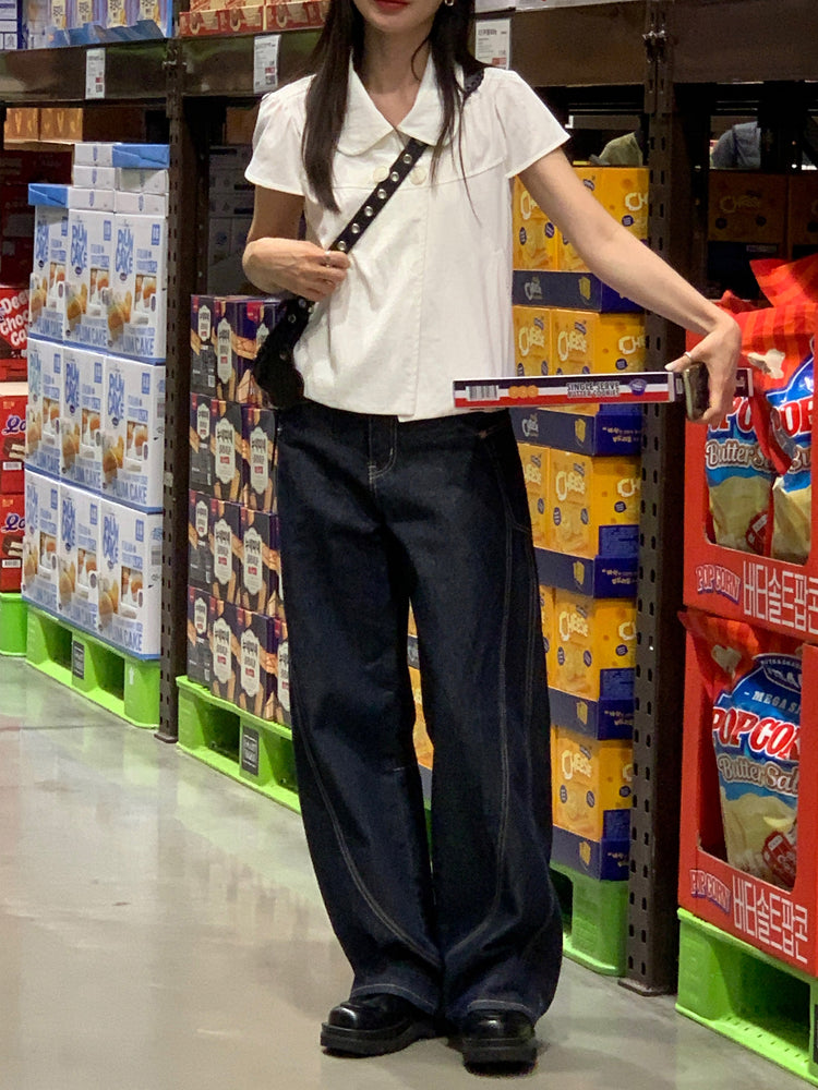 翻領側鈕扣細節上衣
