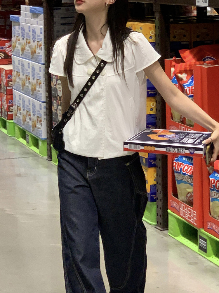 翻領側鈕扣細節上衣