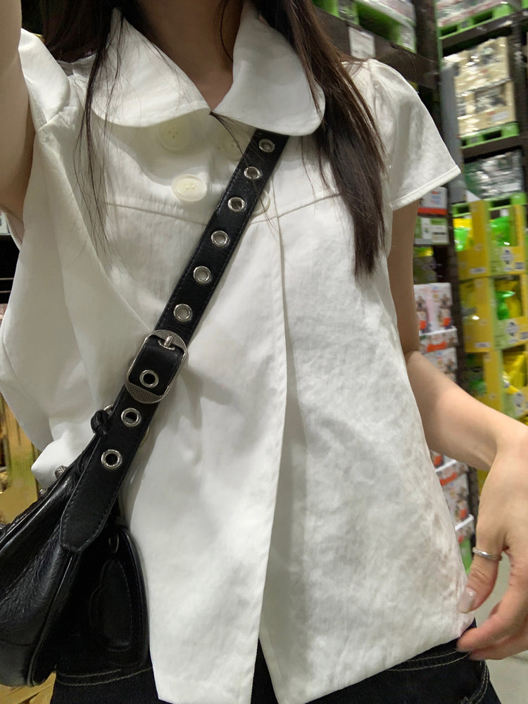 翻領側鈕扣細節上衣