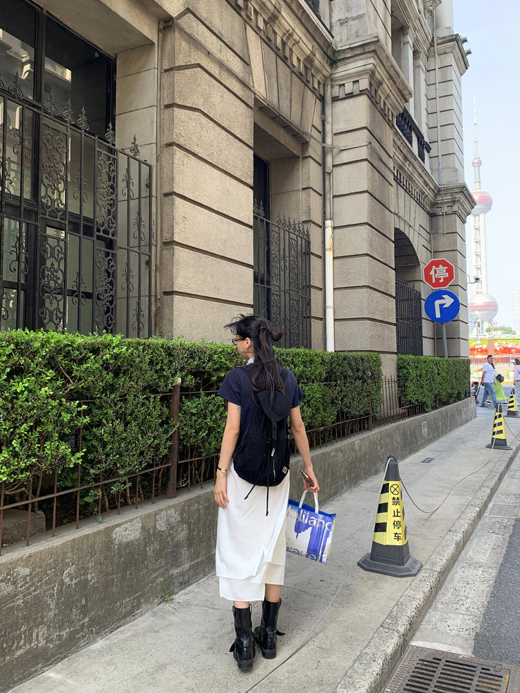 格紋飛袖修腰襯衫