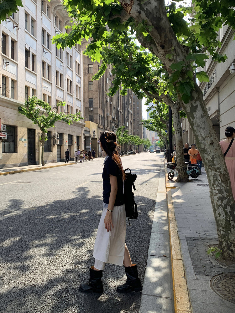 格紋飛袖修腰襯衫