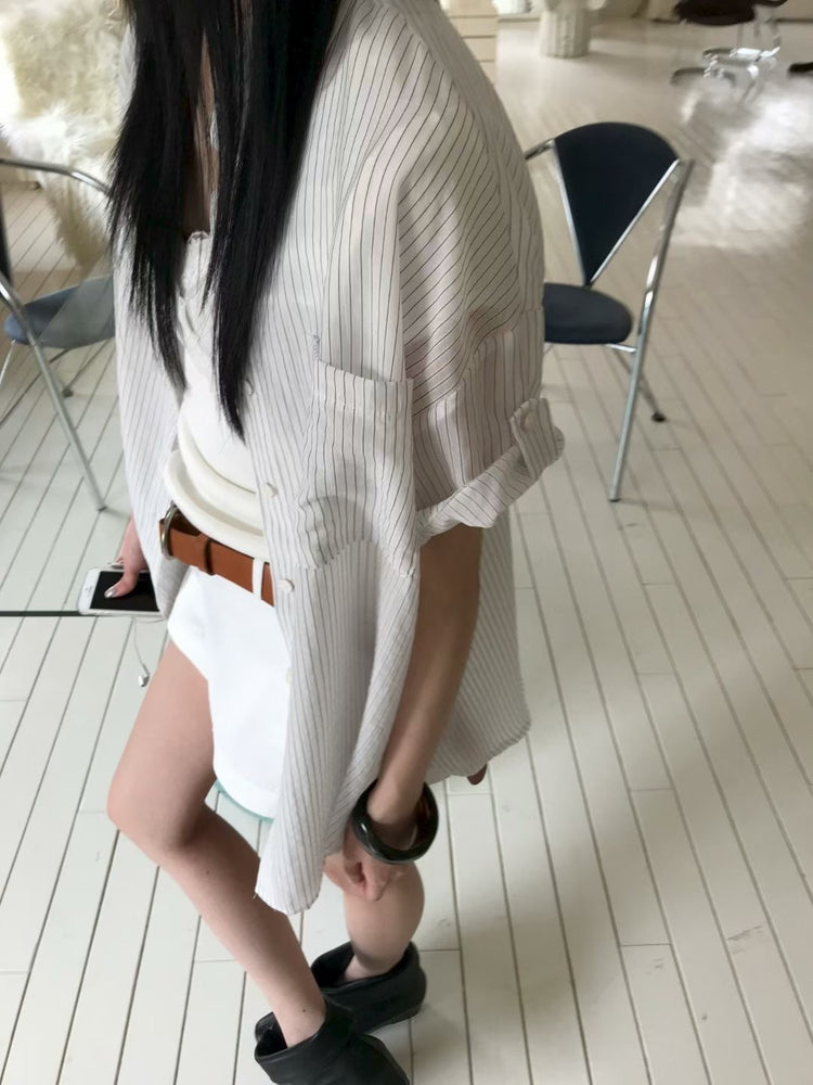微透條紋袖扣襯衫