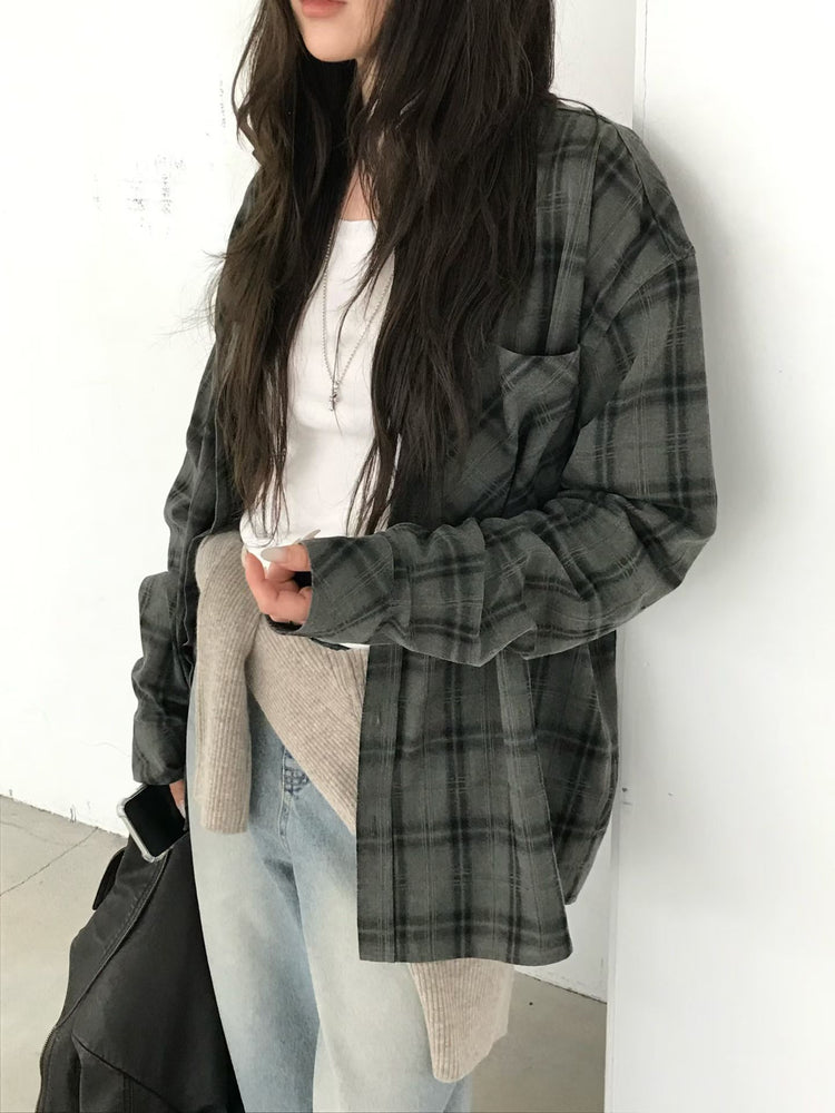 高質撞色格紋襯衫
