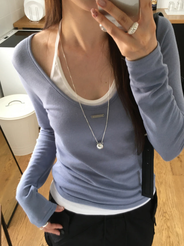 美色鐵扣前後兩穿上衣
