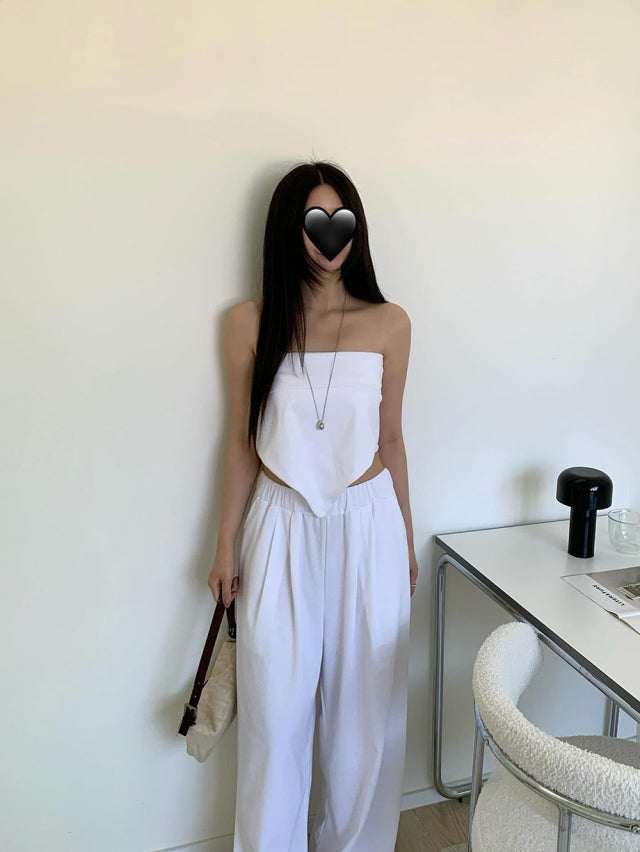 美肩綁帶細節休閒套裝