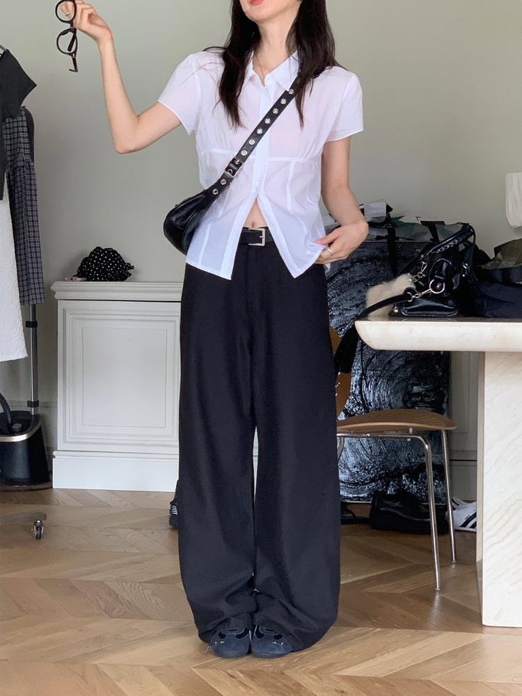天絲清涼垂感直褲