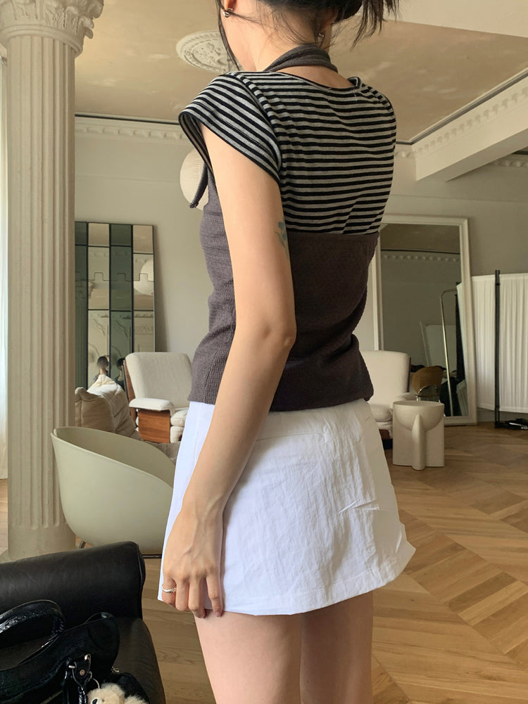 掛脖扣鈕暗紋細節背心