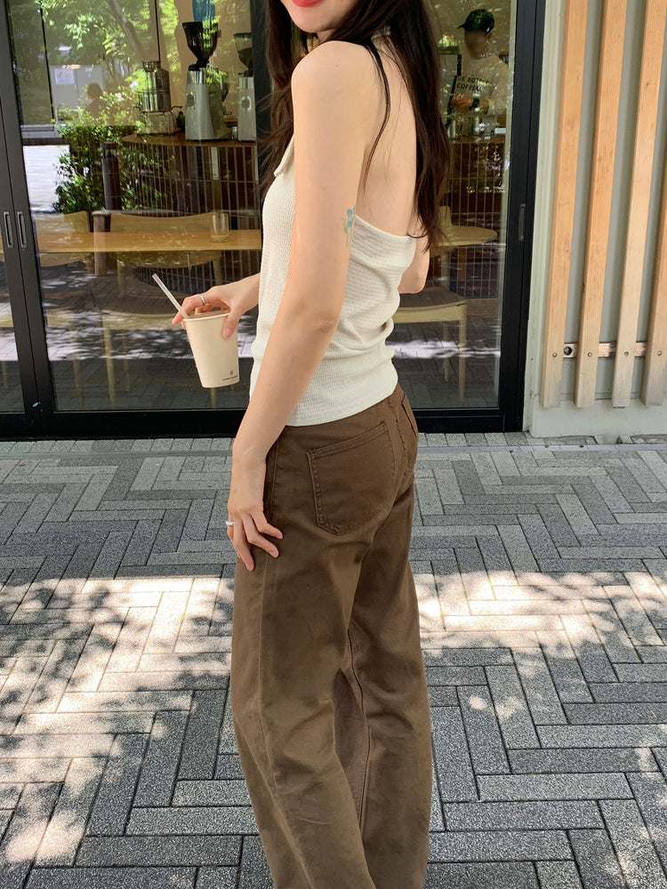 掛脖扣鈕暗紋細節背心