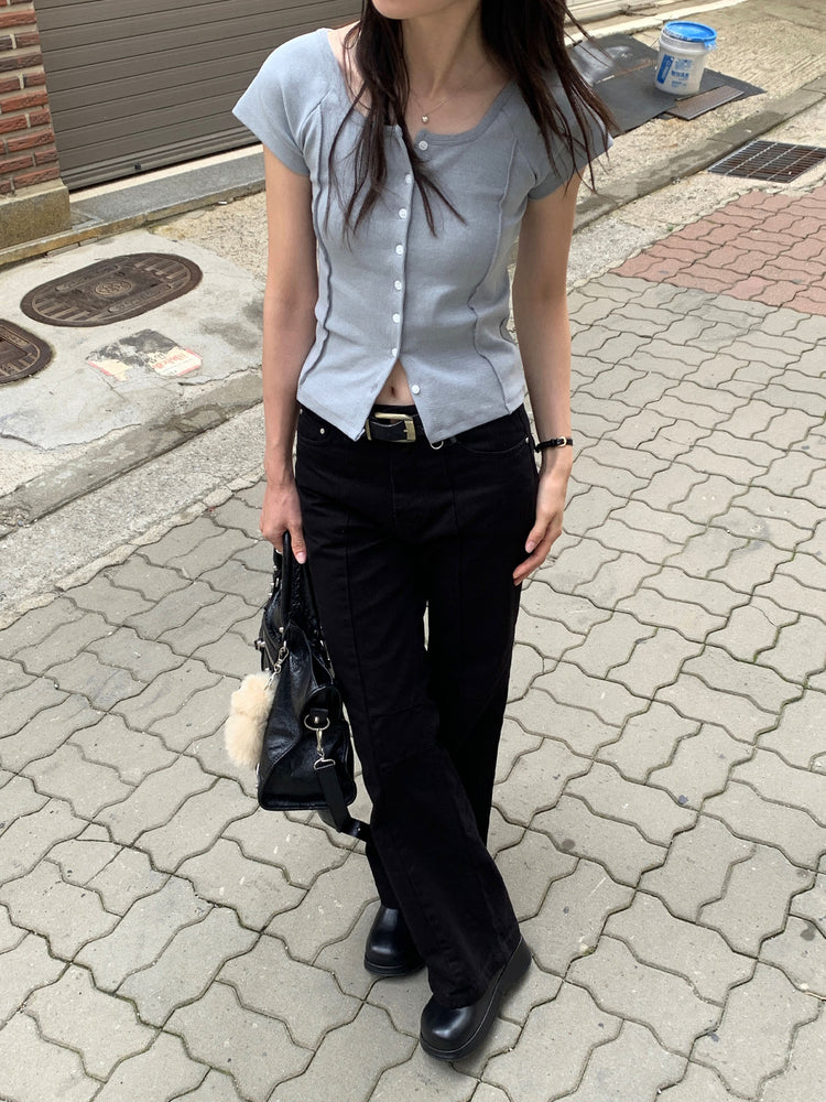 明壓線排鈕修身上衣