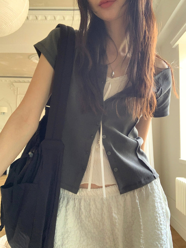 明壓線排鈕修身上衣