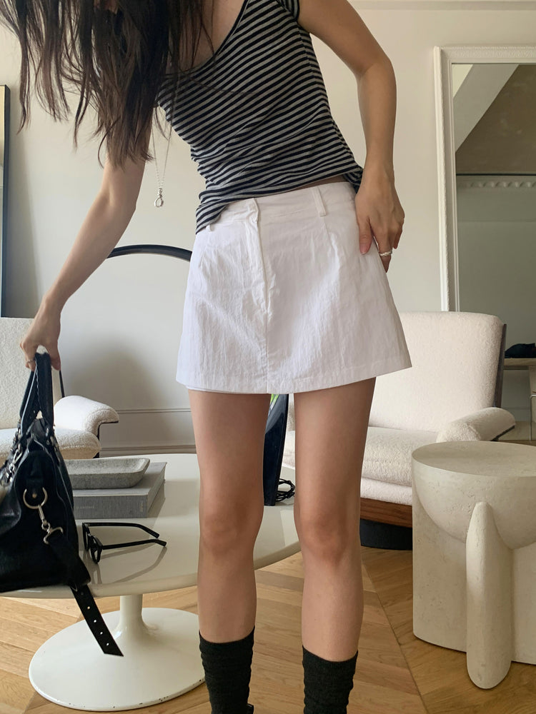 輕薄尼龍綁帶細節裙褲