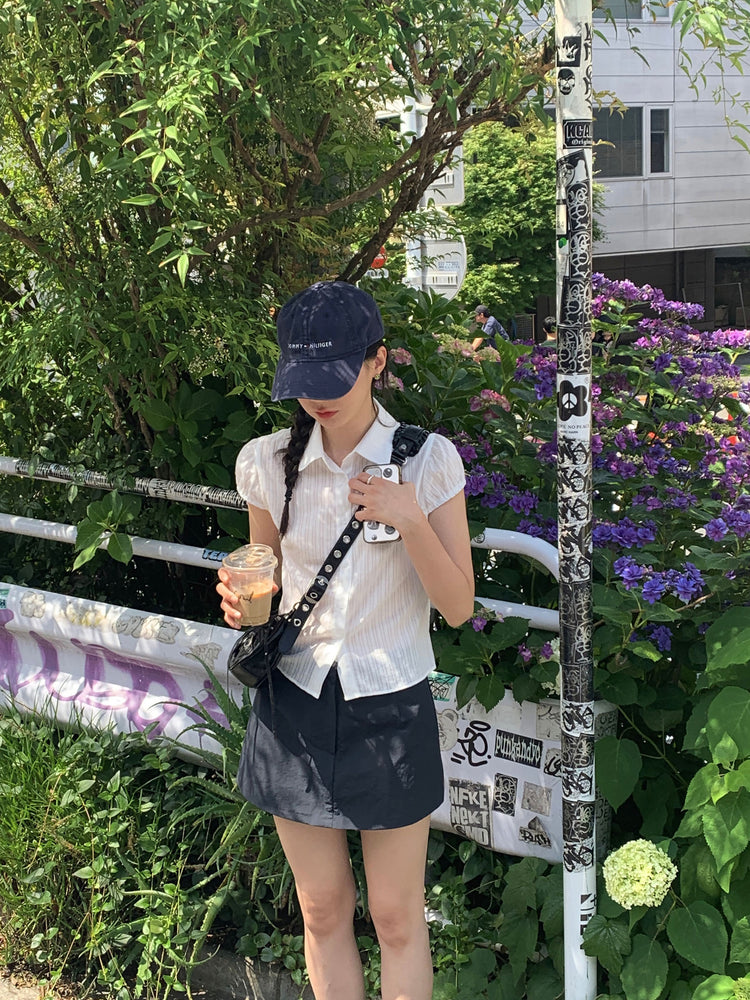 輕薄尼龍綁帶細節裙褲