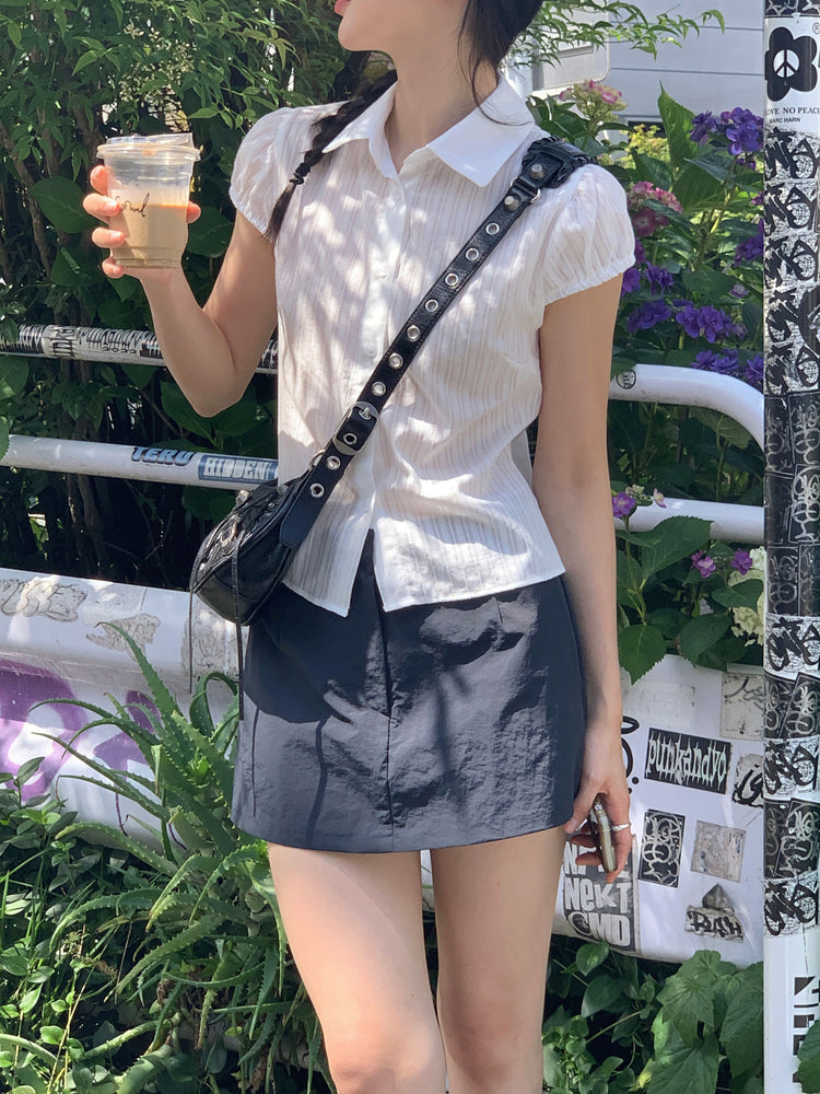 輕薄尼龍綁帶細節裙褲
