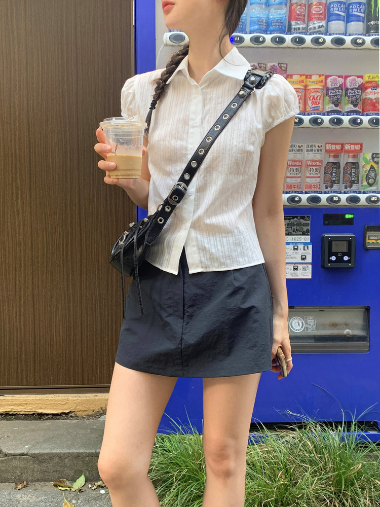 輕薄尼龍綁帶細節裙褲